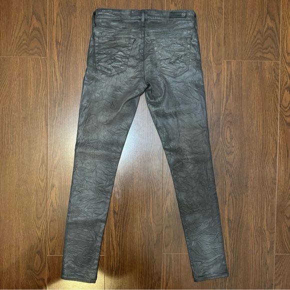 NWT! AG JEANS Leatherette Crinkle Coated Ankle Leggings Charcoal Gray Size 24 - Picture 9 of 14